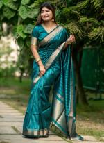 Banarasi Silk Sky Blue Party Wear Weaving Saree